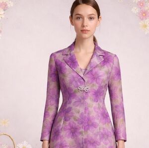 Vintage | 70's Dress &  Cocktail  Floral Coat Floral Set